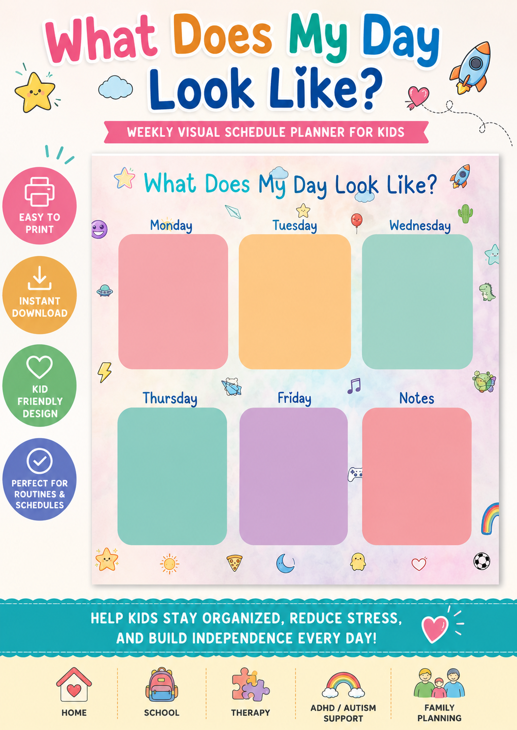 Kids Weekly Visual Schedule Printable